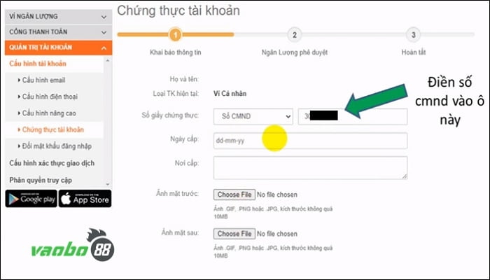 Chứng thực tài khoản ngân lượng