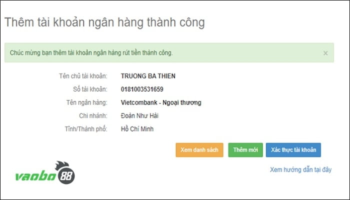 Liên kết tài khoản ngân hàng ngân lượng