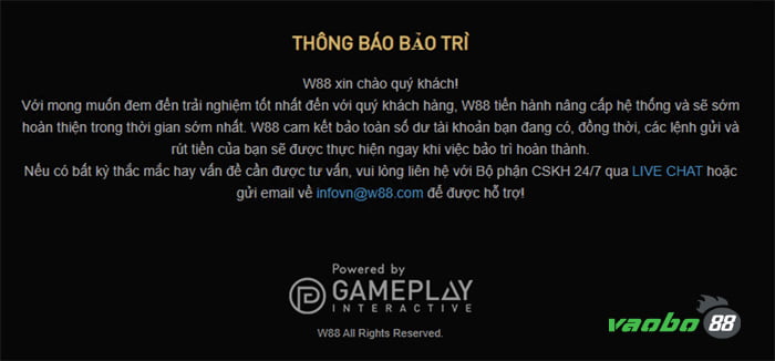 w88 bảo trì